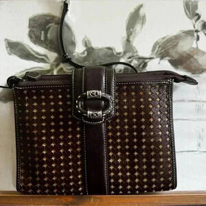 Vintage Brighton Cutout Hearts Leather Crossbody Wallet Purse